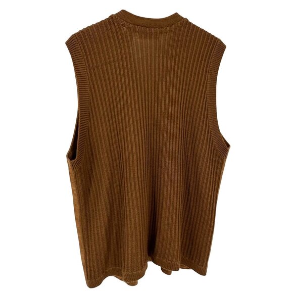 Vintage Elisabeth Suede Knit Vest Womens 3X Brown Button Prairie Cottagecore - Picture 6 of 7